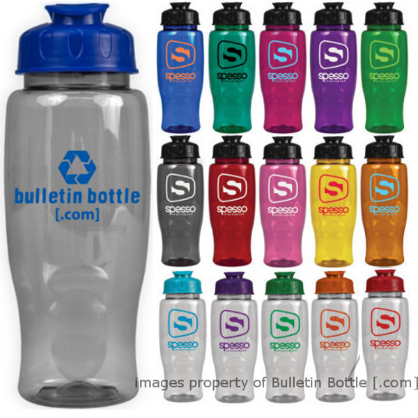 27oz Transparent Custom Water Bottle w/Flip Top Opening